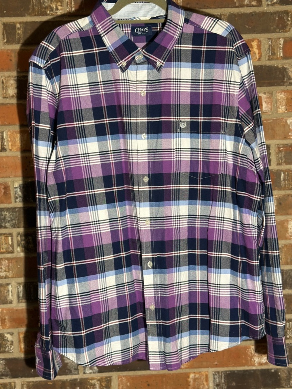 Chaps Purple Purple Plaid Button-Down Shirt